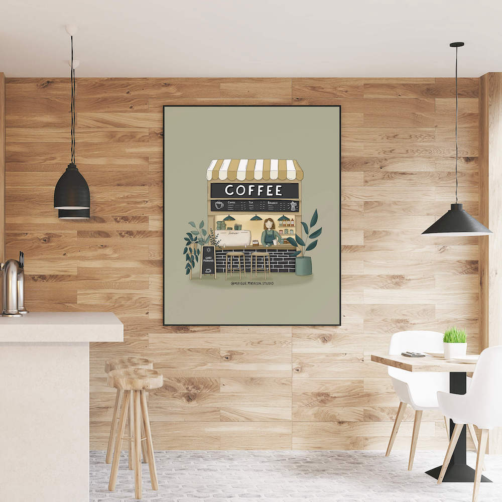 Free Restaurant Indoor Wooden Wall Poster Frame Mockup PSD copie